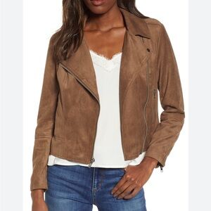 BB Dakota Not Your Baby Brown Faux Suede Moto Jacket